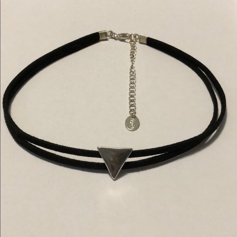 Claire’s Black Suede Choker Silver Triangle